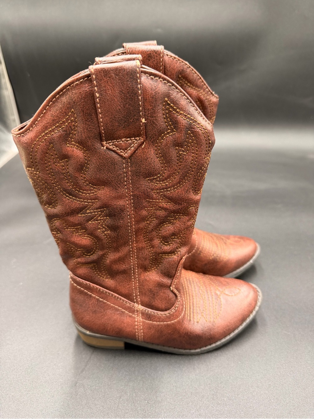 Madden Girl Kids Brown Western Cowboy Boots - Classic Pull-On Style